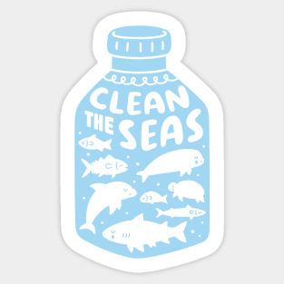 Clean The Seas, Sad Ocean Animals Trapped In A Plastic Bottle Sticker